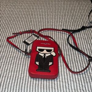 Karl Lagerfeld Red Crossbody Bag with Iconic Graphic